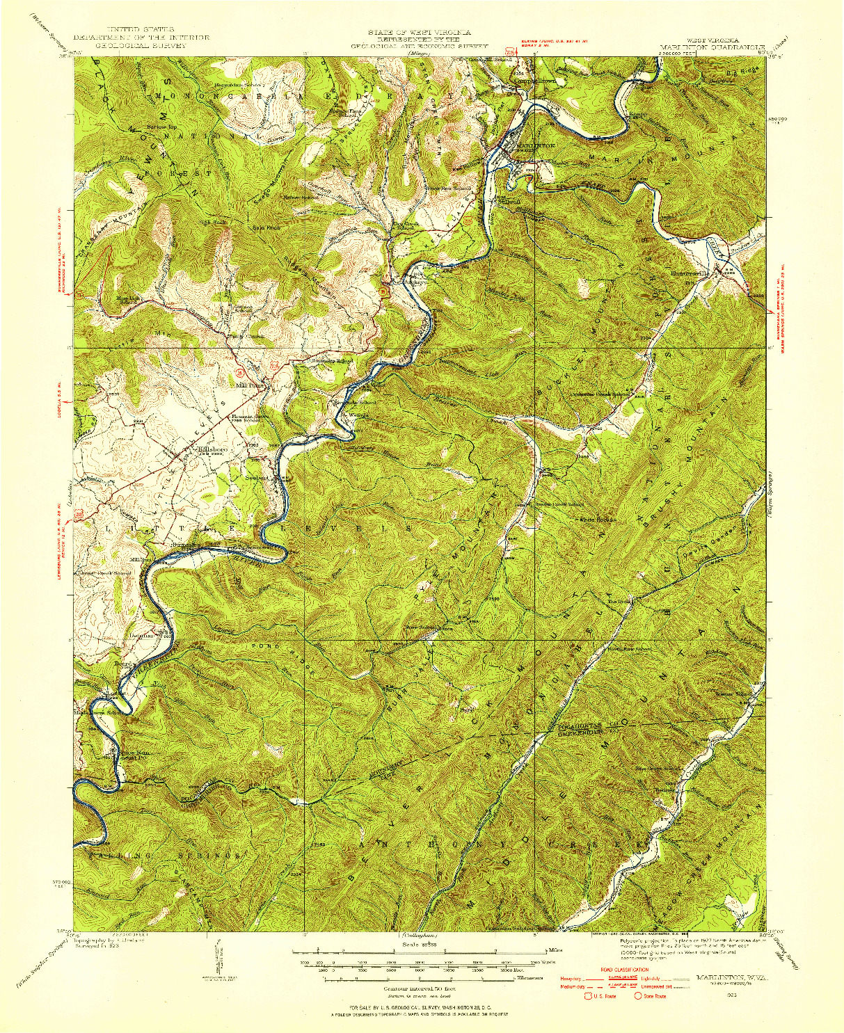USGS 1:62500-SCALE QUADRANGLE FOR MARLINTOWN, WV 1923