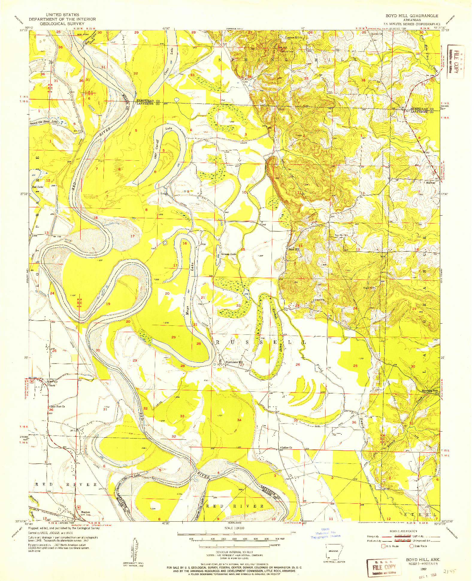 USGS 1:24000-SCALE QUADRANGLE FOR BOYD HILL, AR 1952