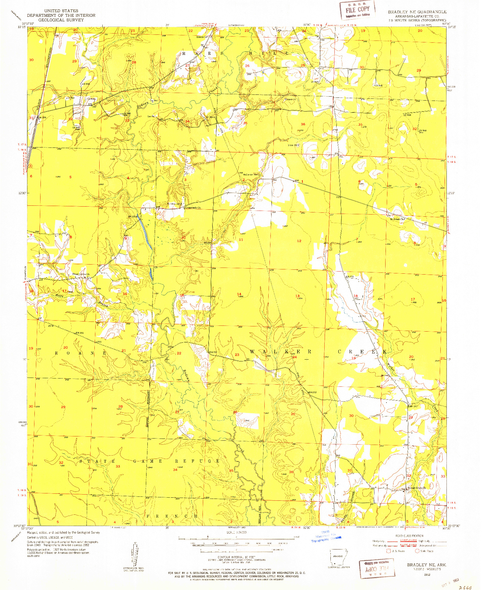 USGS 1:24000-SCALE QUADRANGLE FOR BRADLEY NE, AR 1952