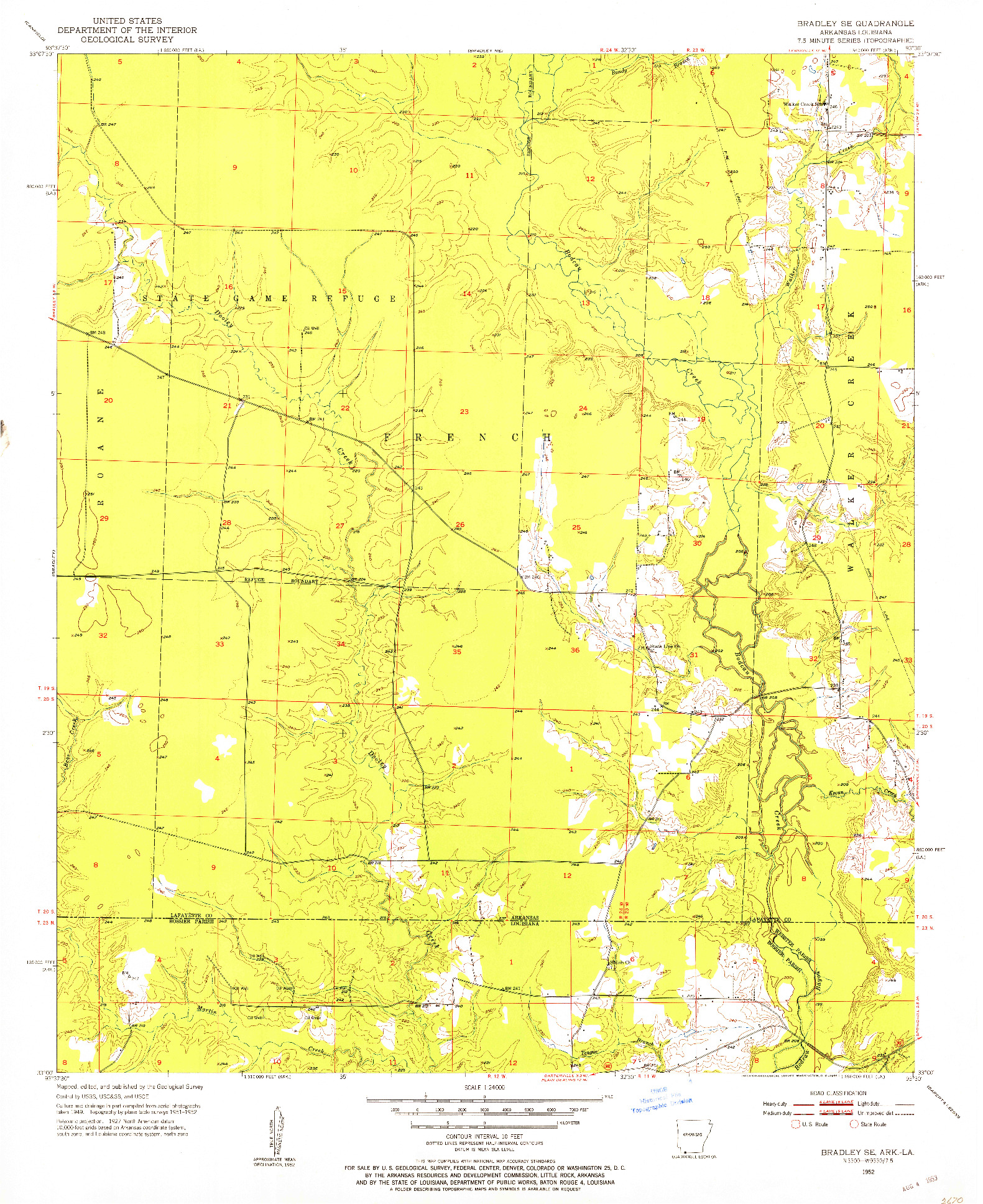USGS 1:24000-SCALE QUADRANGLE FOR BRADLEY SE, AR 1952