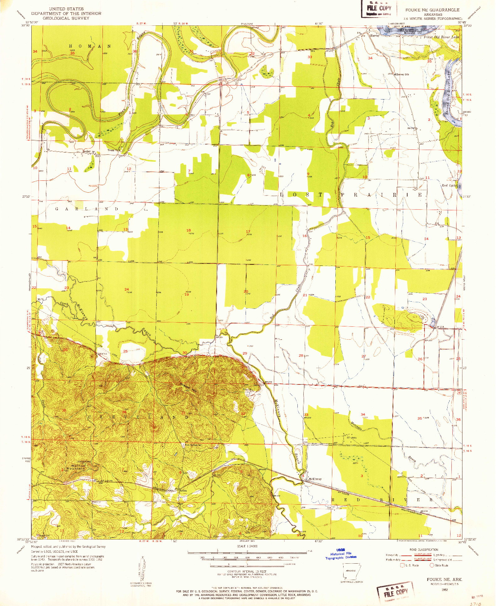 USGS 1:24000-SCALE QUADRANGLE FOR FOUKE NE, AR 1952