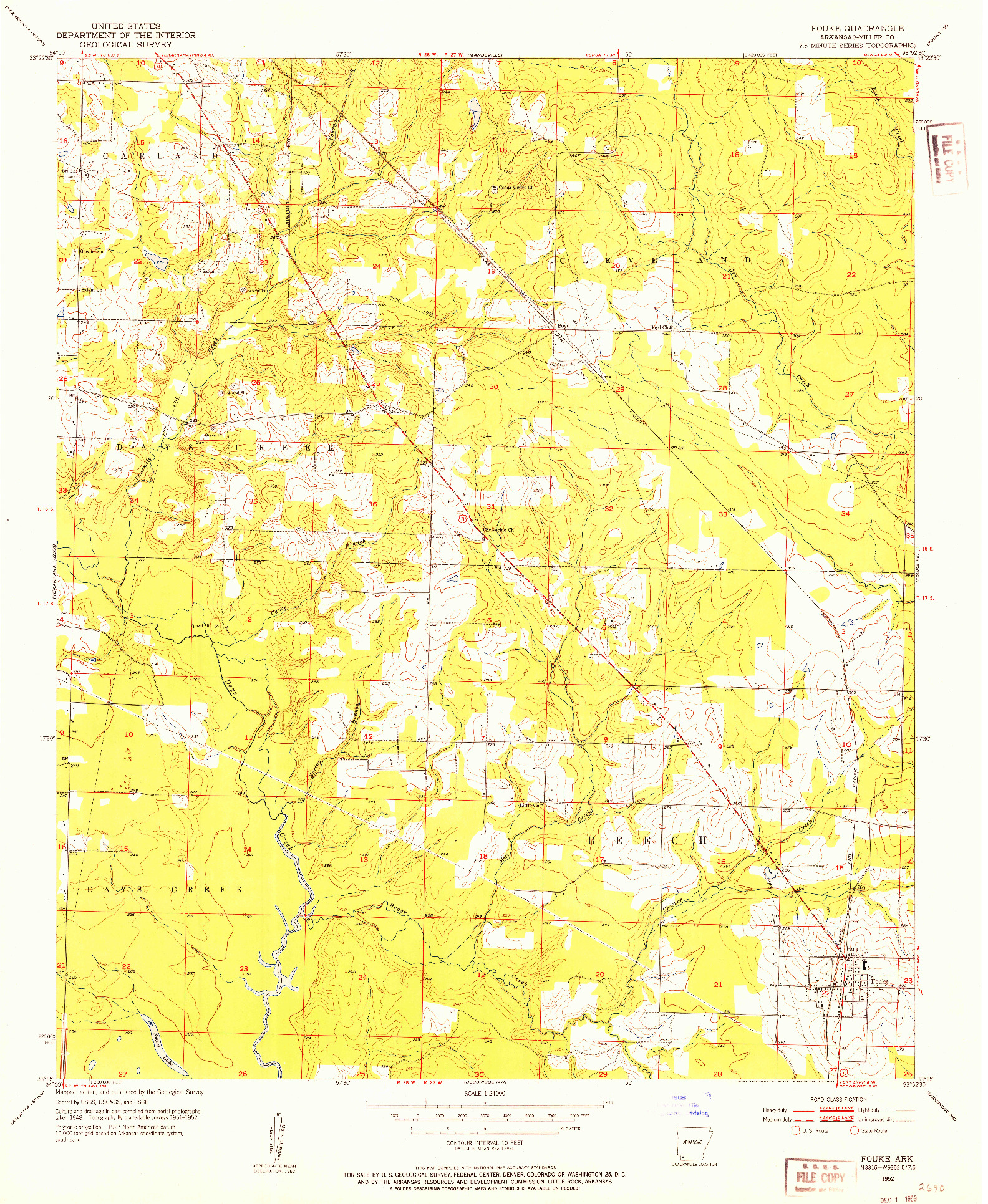 USGS 1:24000-SCALE QUADRANGLE FOR FOUKE, AR 1952
