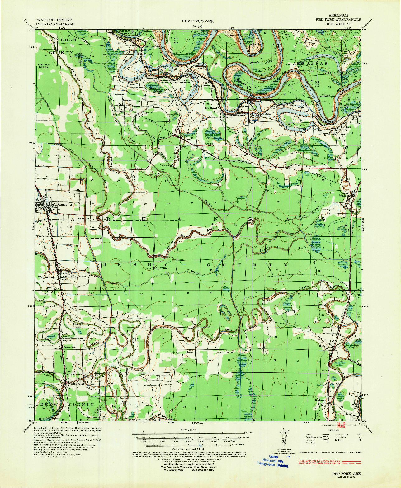 USGS 1:62500-SCALE QUADRANGLE FOR RED FORK, AR 1935