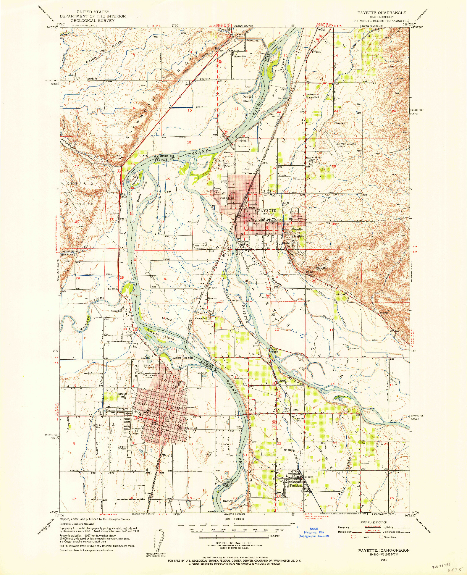 USGS 1:24000-SCALE QUADRANGLE FOR PAYETTE, ID 1951
