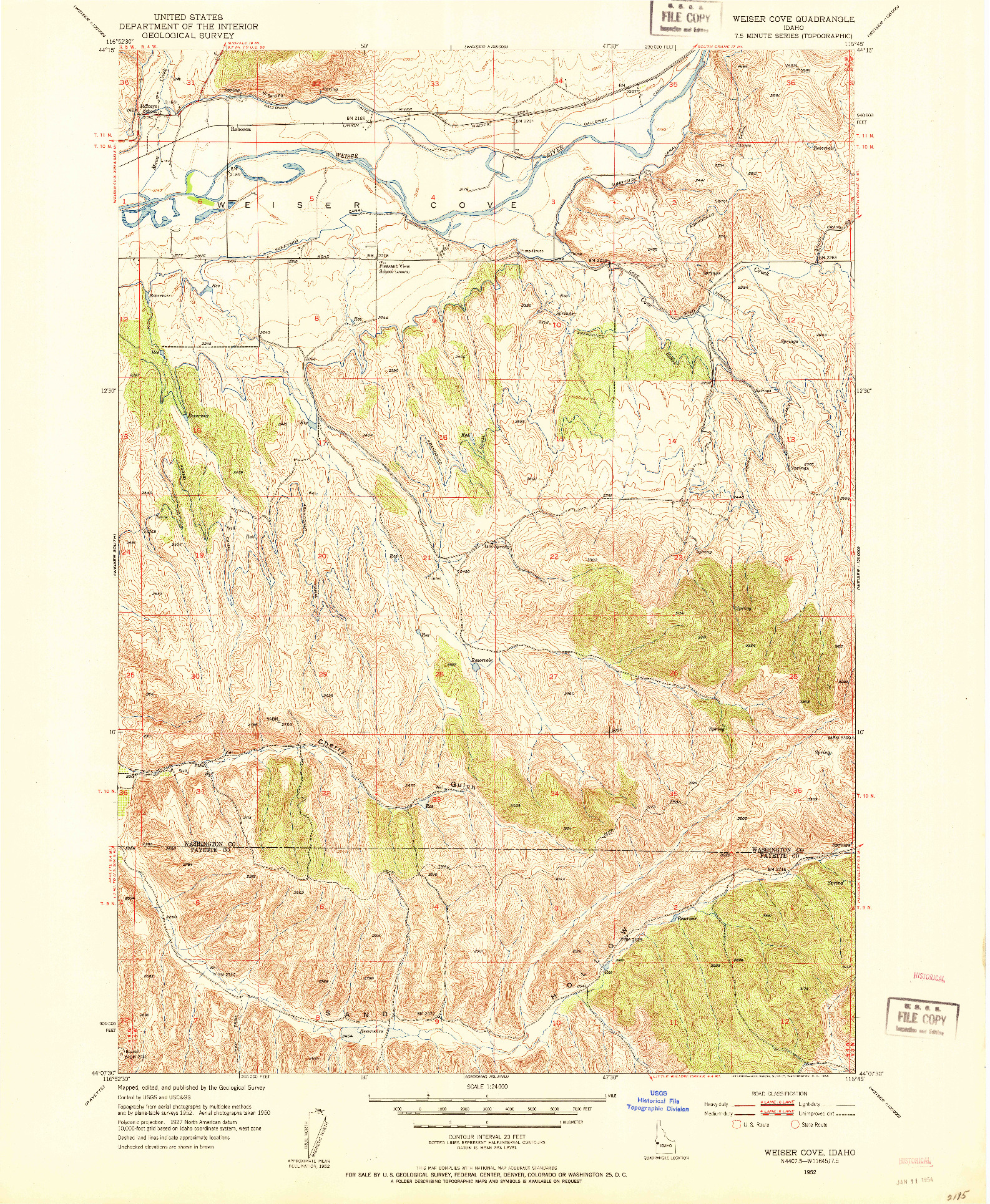 USGS 1:24000-SCALE QUADRANGLE FOR WEISER COVE, ID 1952