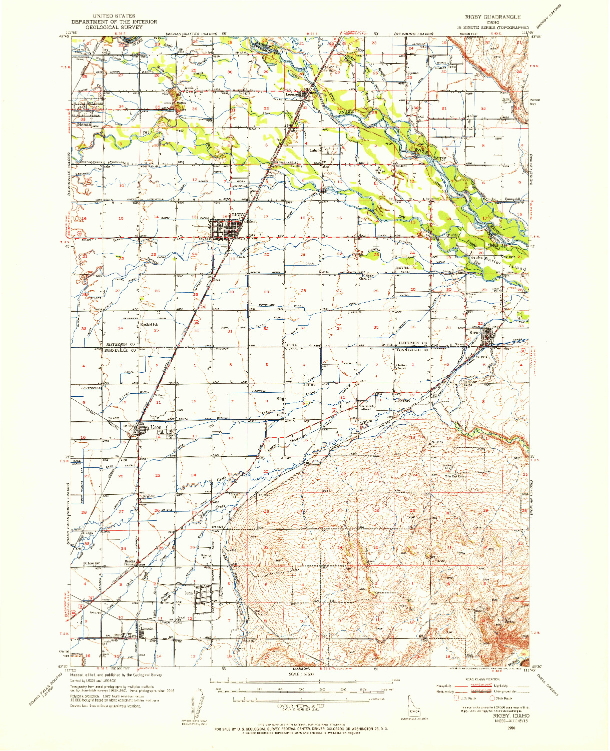 USGS 1:62500-SCALE QUADRANGLE FOR RIGBY, ID 1950