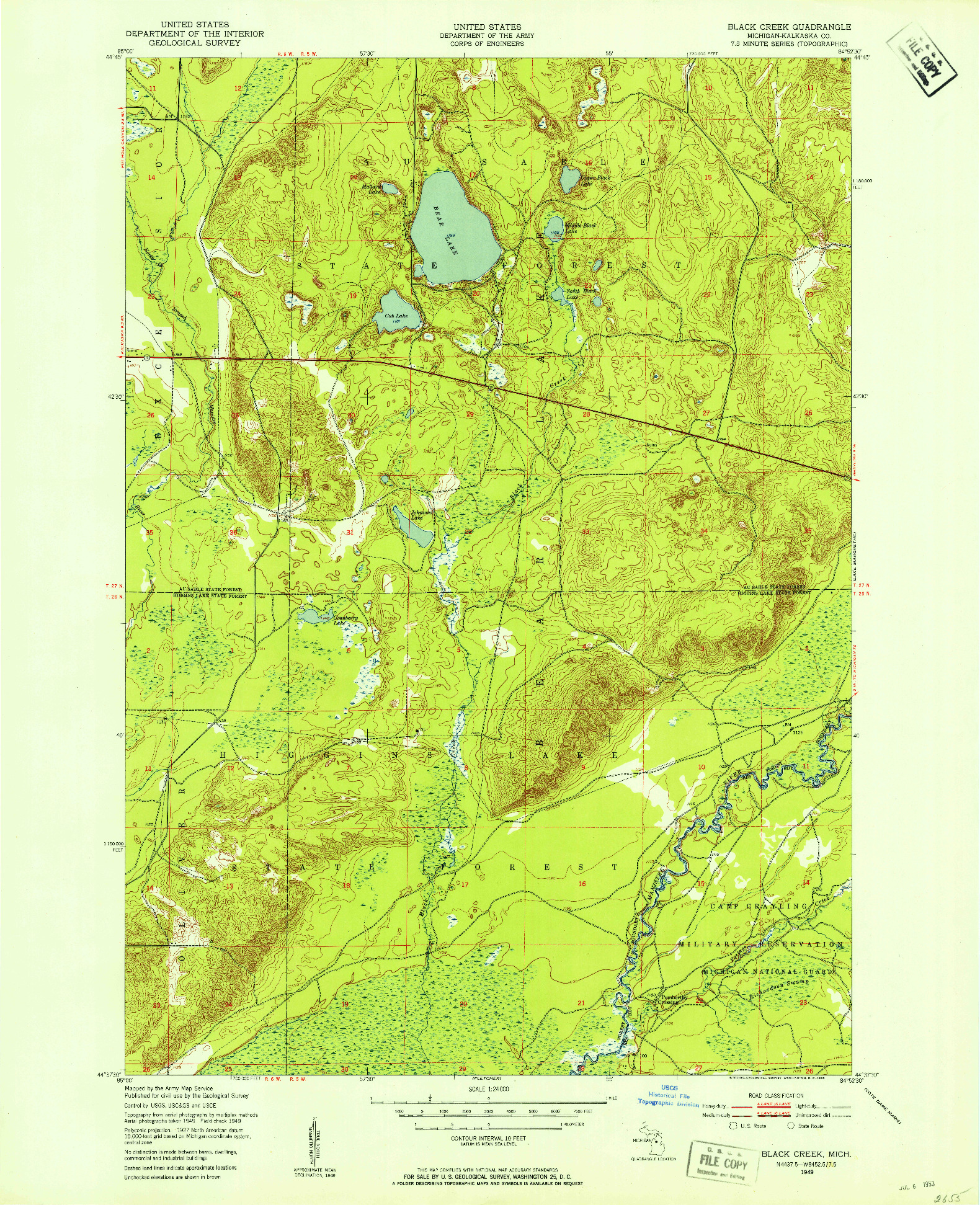 USGS 1:24000-SCALE QUADRANGLE FOR BLACK CREEK, MI 1949