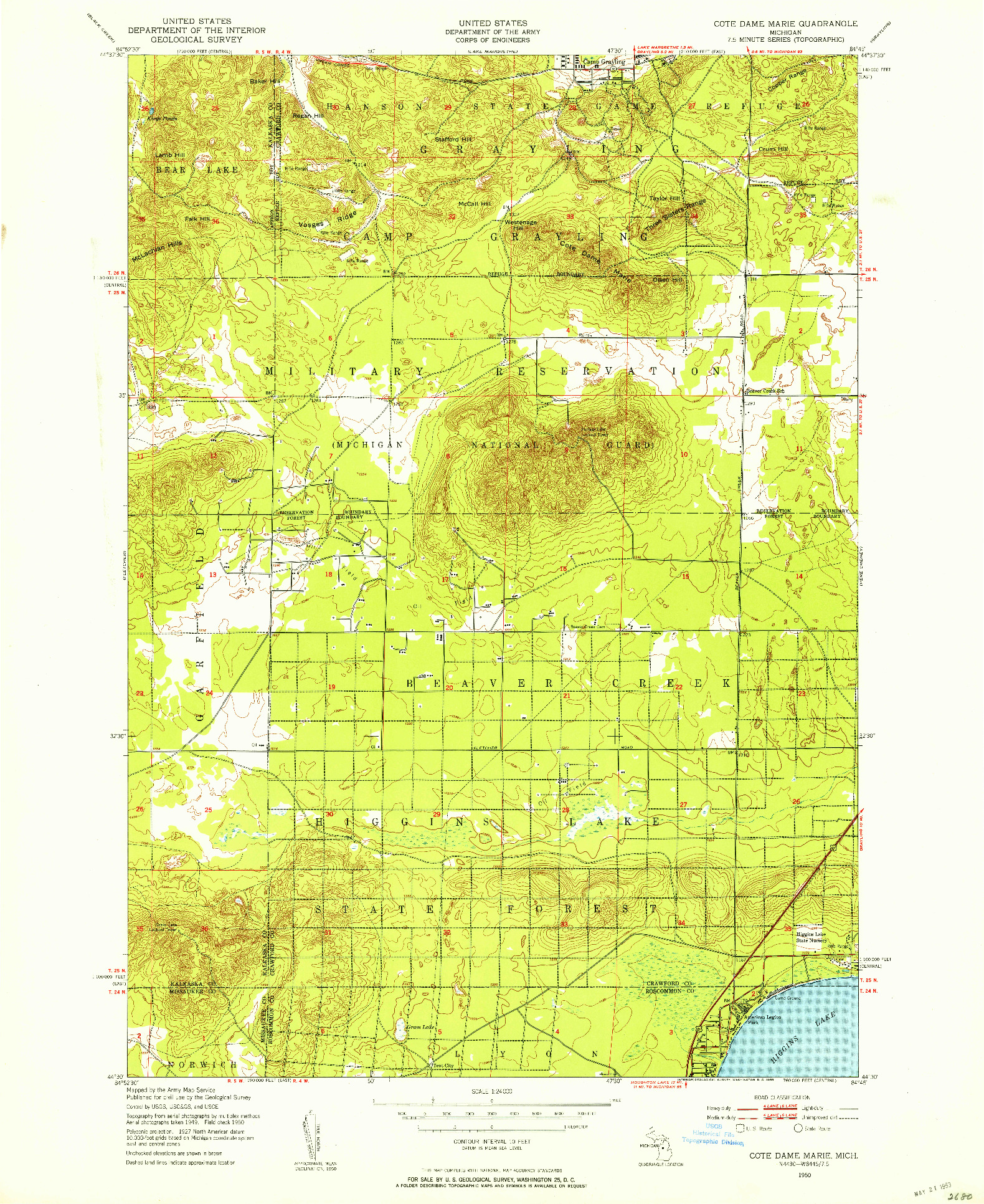 USGS 1:24000-SCALE QUADRANGLE FOR COTE DAME MARIE, MI 1950