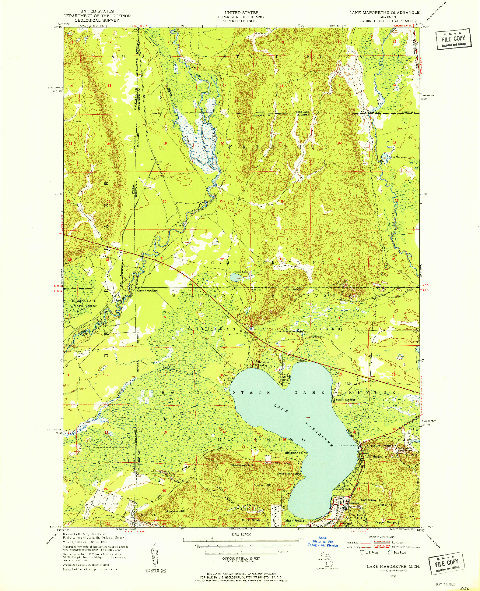 USGS 1:24000-SCALE QUADRANGLE FOR LAKE MARGRETHE, MI 1950
