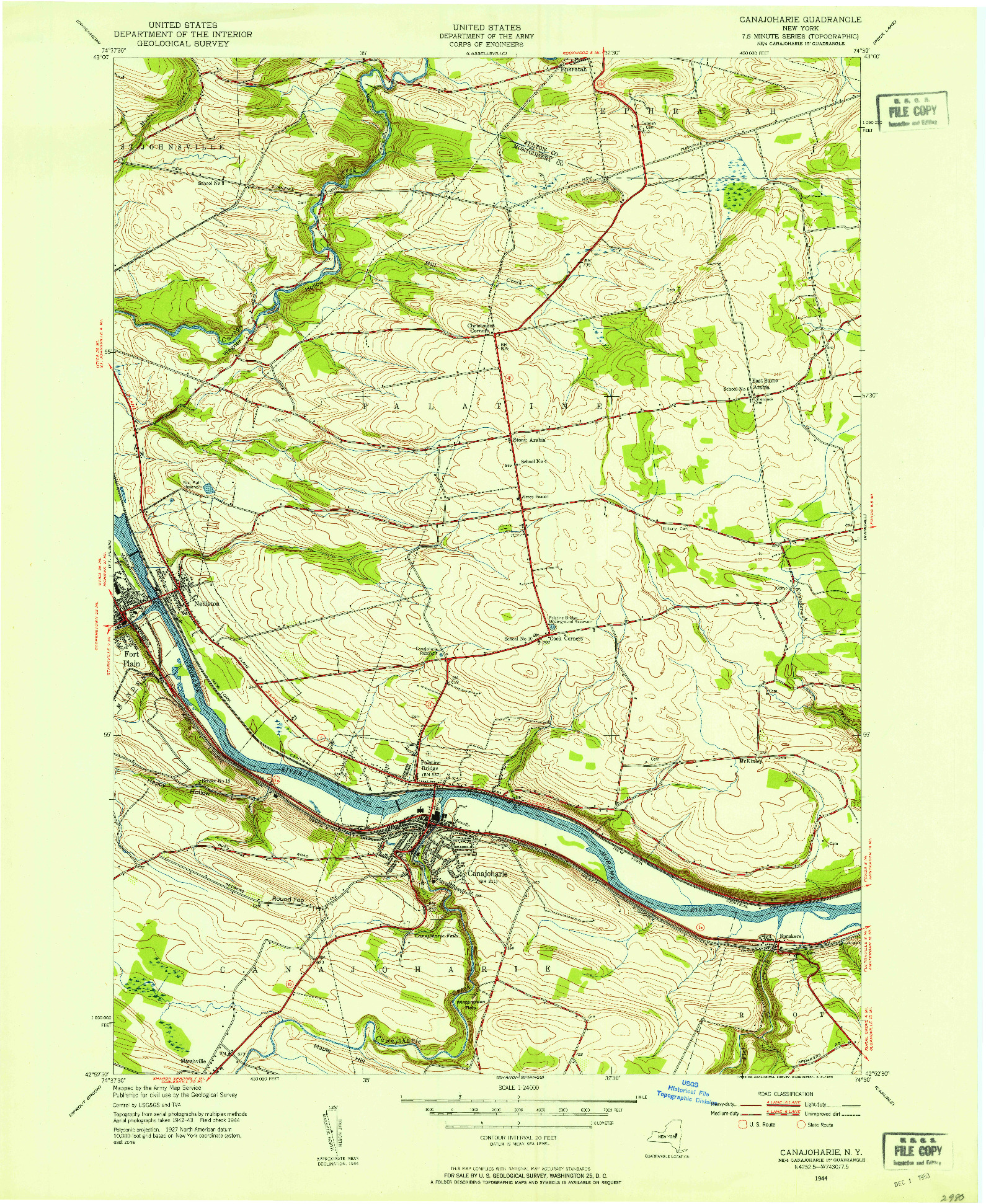 USGS 1:24000-SCALE QUADRANGLE FOR CANAJOHARIE, NY 1944
