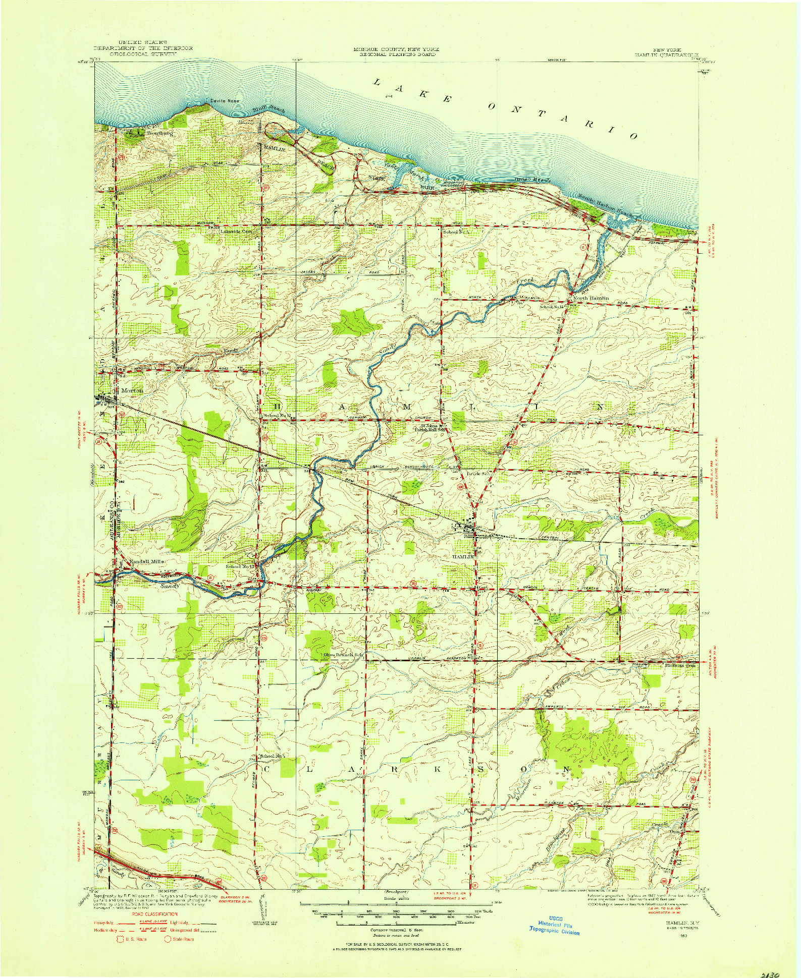 USGS 1:24000-SCALE QUADRANGLE FOR HAMLIN, NY 1952
