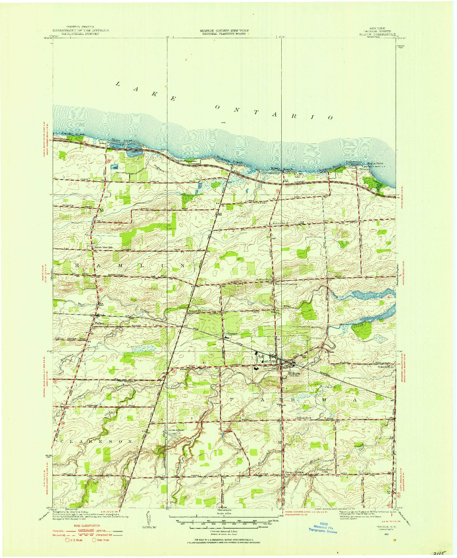 USGS 1:24000-SCALE QUADRANGLE FOR HILTON, NY 1952