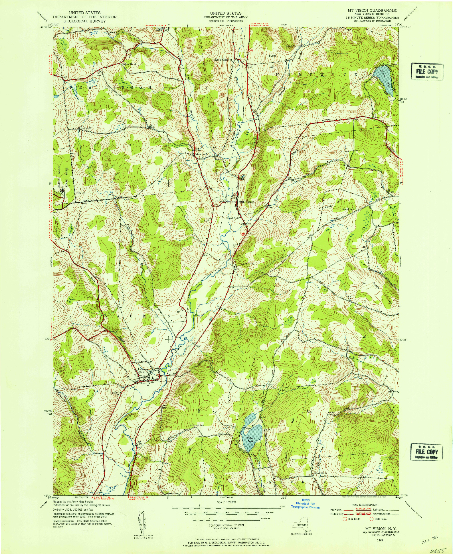 USGS 1:24000-SCALE QUADRANGLE FOR MT VISION, NY 1943