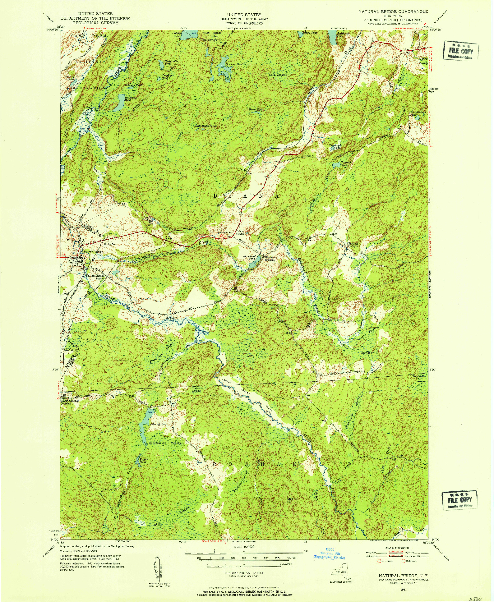 USGS 1:24000-SCALE QUADRANGLE FOR NATURAL BRIDGE, NY 1951