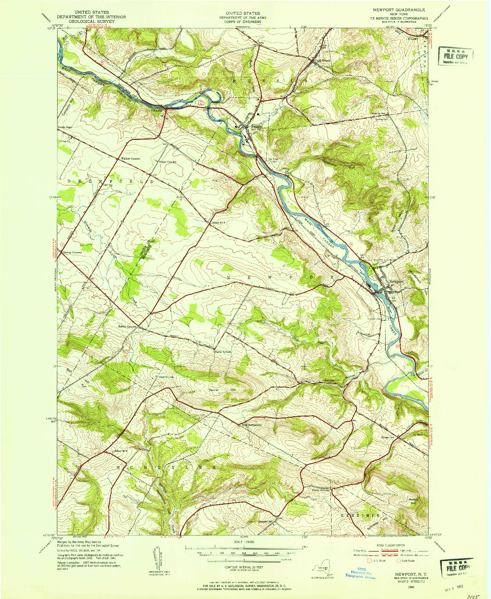 USGS 1:24000-SCALE QUADRANGLE FOR NEWPORT, NY 1943