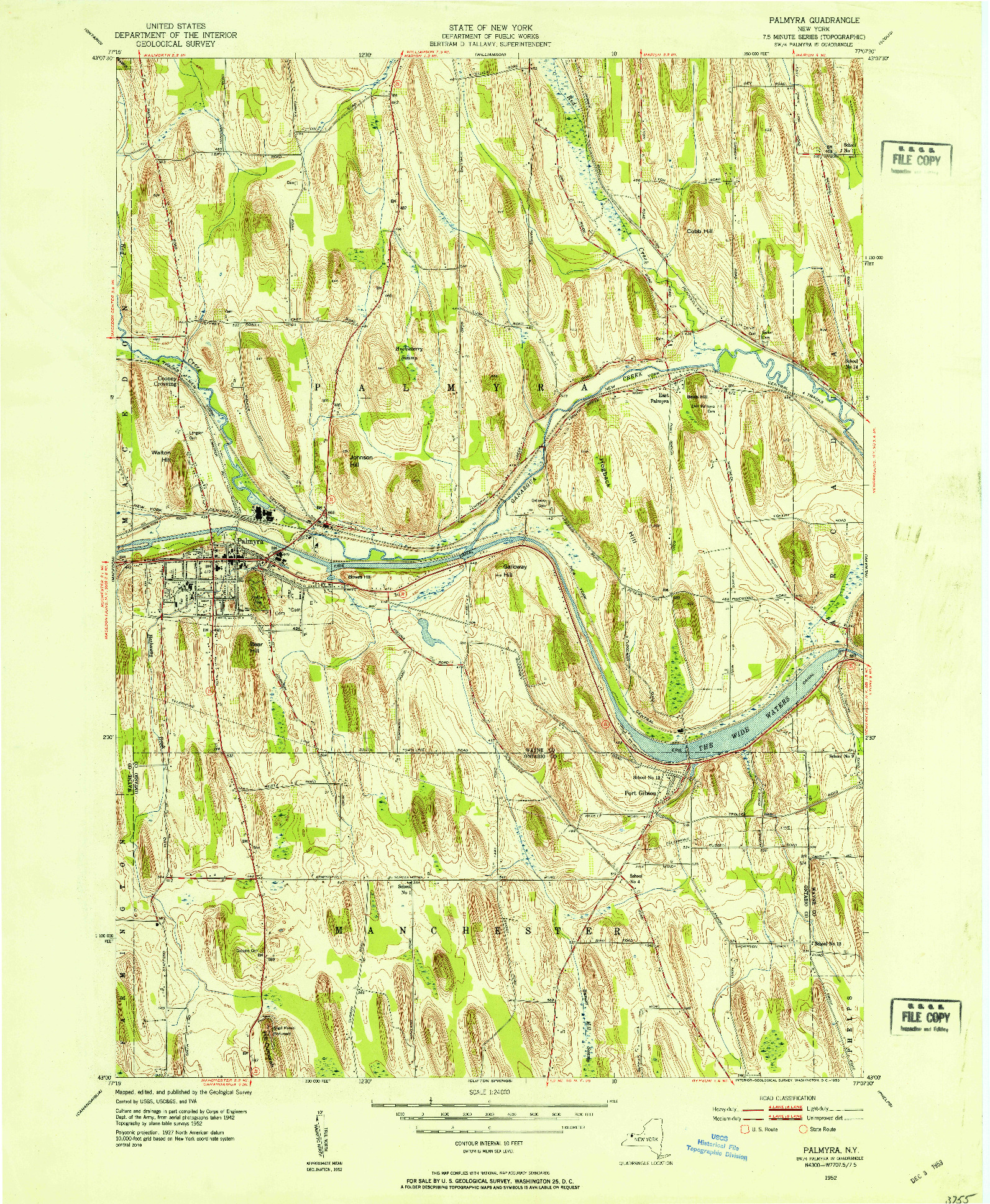 USGS 1:24000-SCALE QUADRANGLE FOR PALMYRA, NY 1952