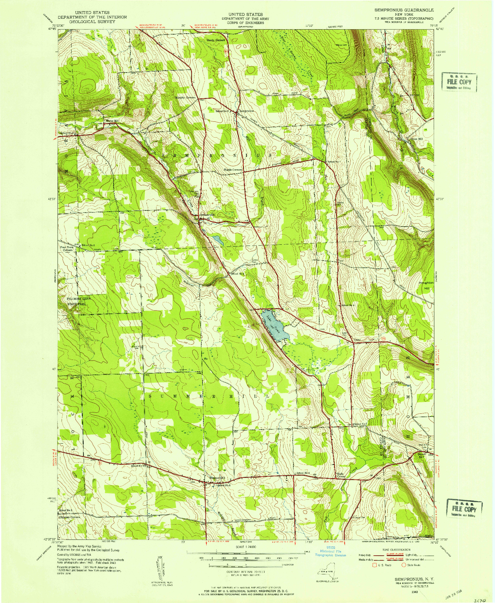 USGS 1:24000-SCALE QUADRANGLE FOR SEMPRONIUS, NY 1943