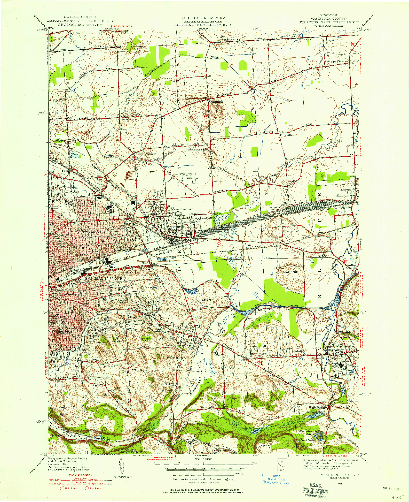 USGS 1:24000-SCALE QUADRANGLE FOR SYRACUSE EAST, NY 1938