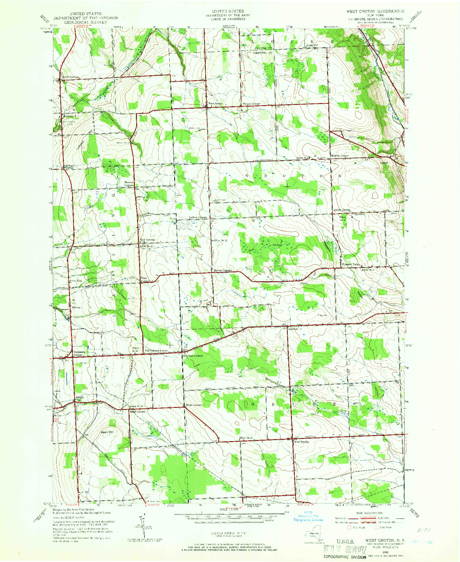 USGS 1:24000-SCALE QUADRANGLE FOR WEST GROTON, NY 1943