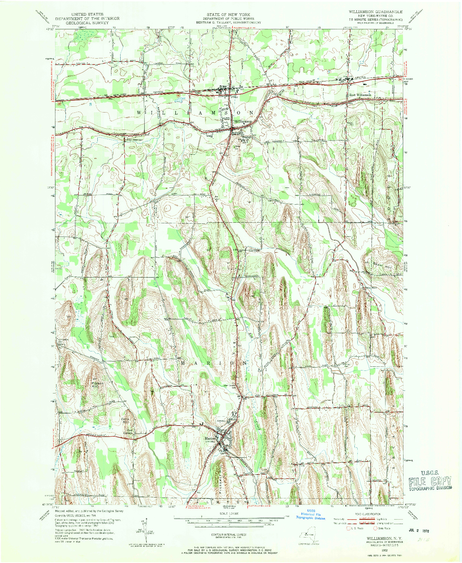 USGS 1:24000-SCALE QUADRANGLE FOR WILLIAMSON, NY 1952