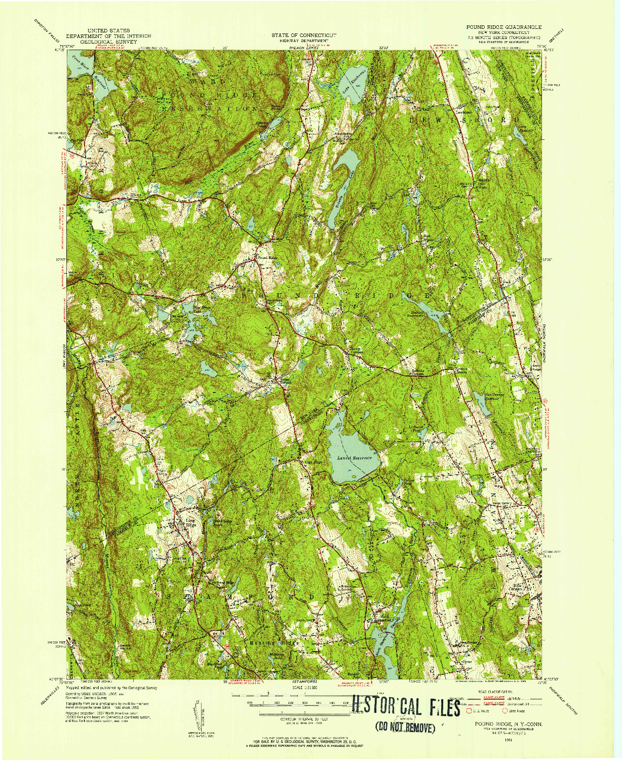 USGS 1:31680-SCALE QUADRANGLE FOR POUND RIDGE, NY 1951