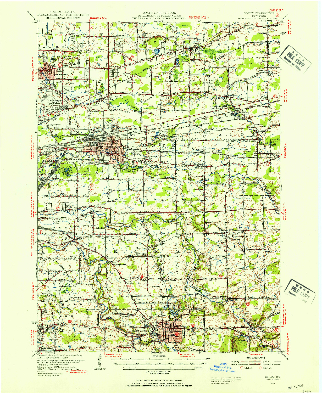 USGS 1:62500-SCALE QUADRANGLE FOR DEPEW, NY 1948