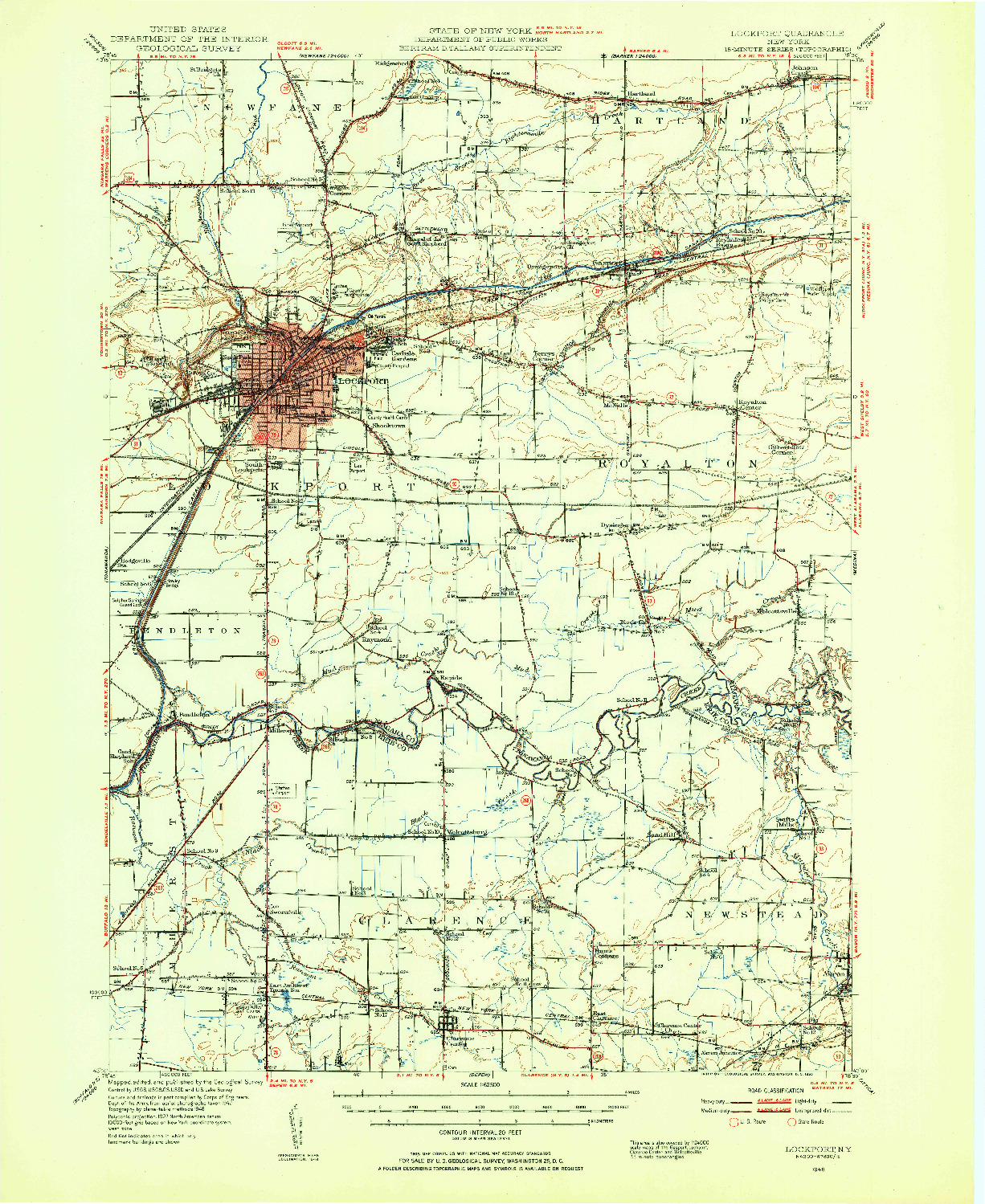 USGS 1:62500-SCALE QUADRANGLE FOR LOCKPORT, NY 1948