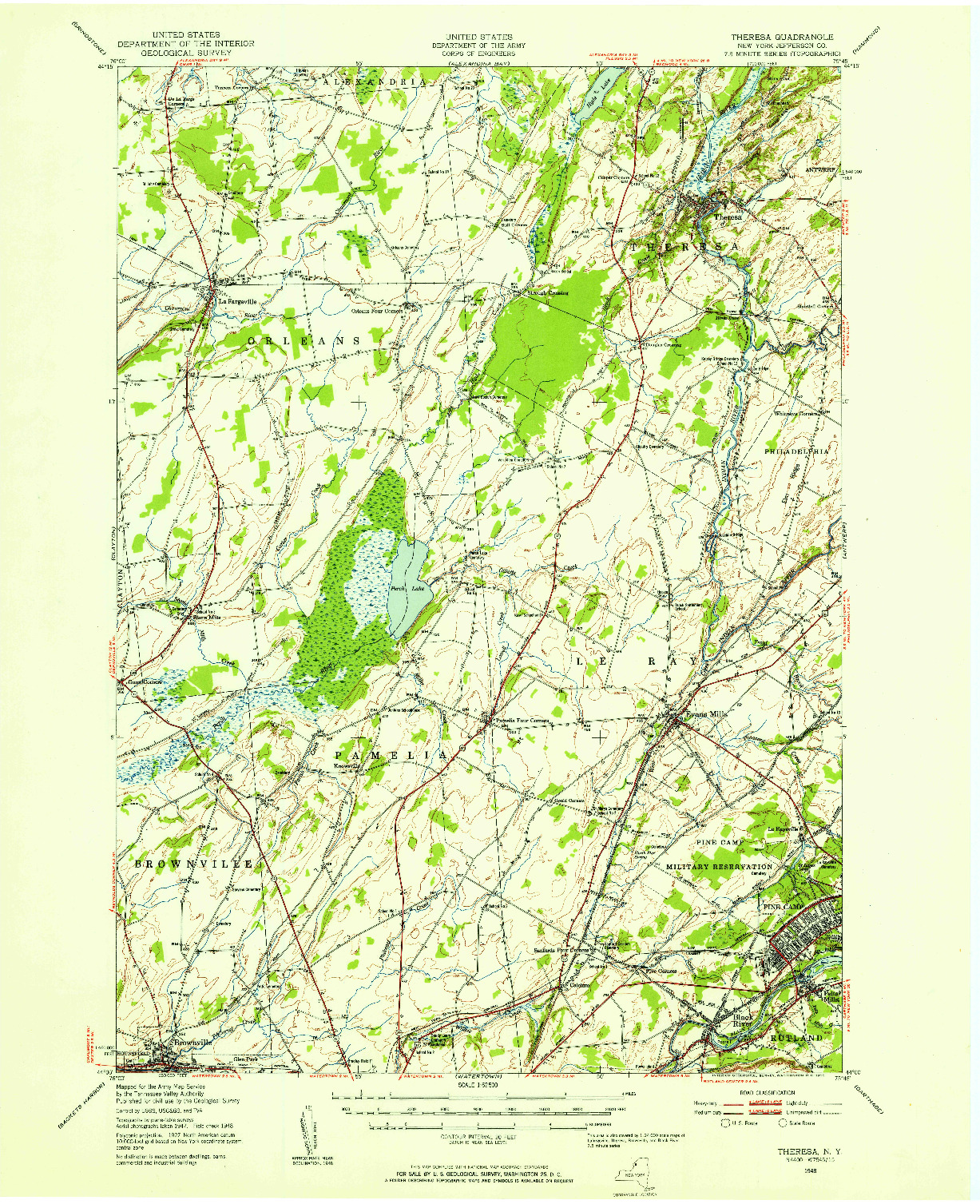 USGS 1:62500-SCALE QUADRANGLE FOR THERESA, NY 1948