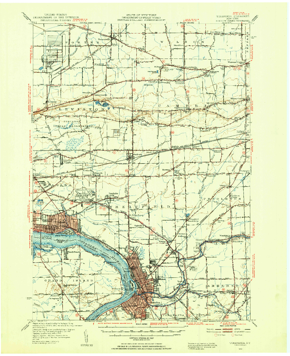 USGS 1:62500-SCALE QUADRANGLE FOR TONAWANDA, NY 1948