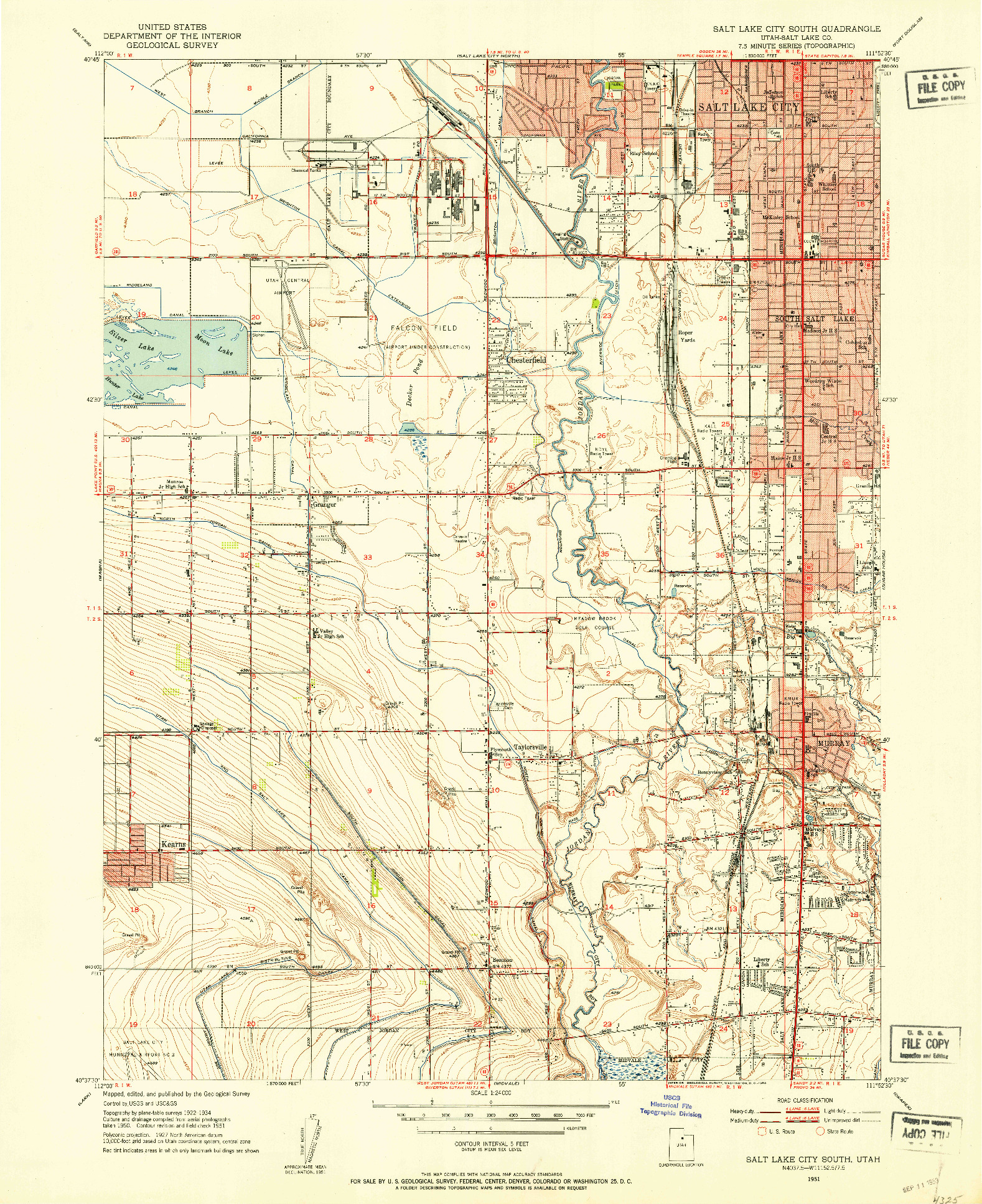 USGS 1:24000-SCALE QUADRANGLE FOR SALT LAKE CITY SOUTH, UT 1951