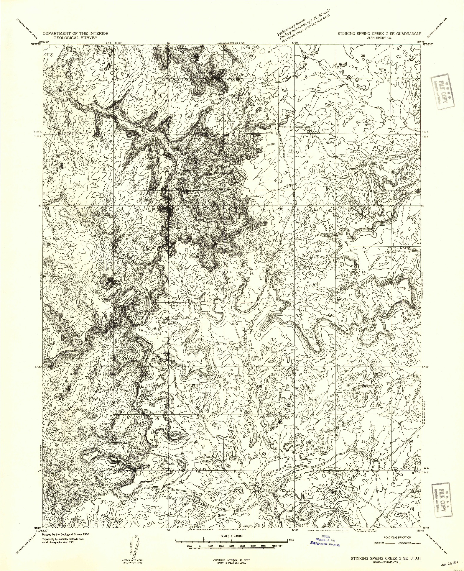 USGS 1:24000-SCALE QUADRANGLE FOR STINKING SPRING CREEK 2 SE, UT 1953