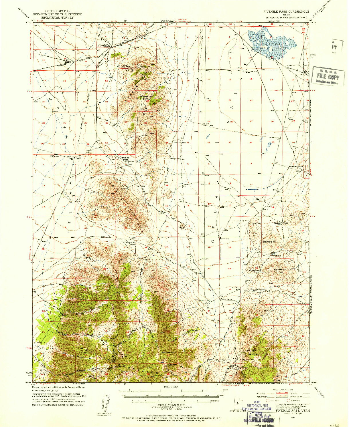 USGS 1:62500-SCALE QUADRANGLE FOR FIVEMILE PASS, UT 1947