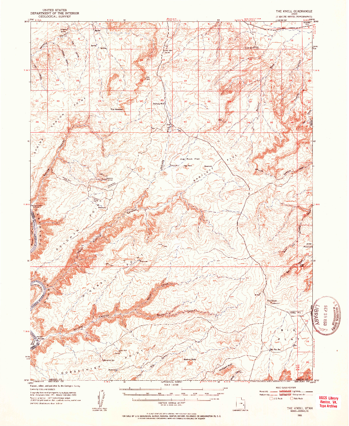 USGS 1:62500-SCALE QUADRANGLE FOR THE KNOLL, UT 1951