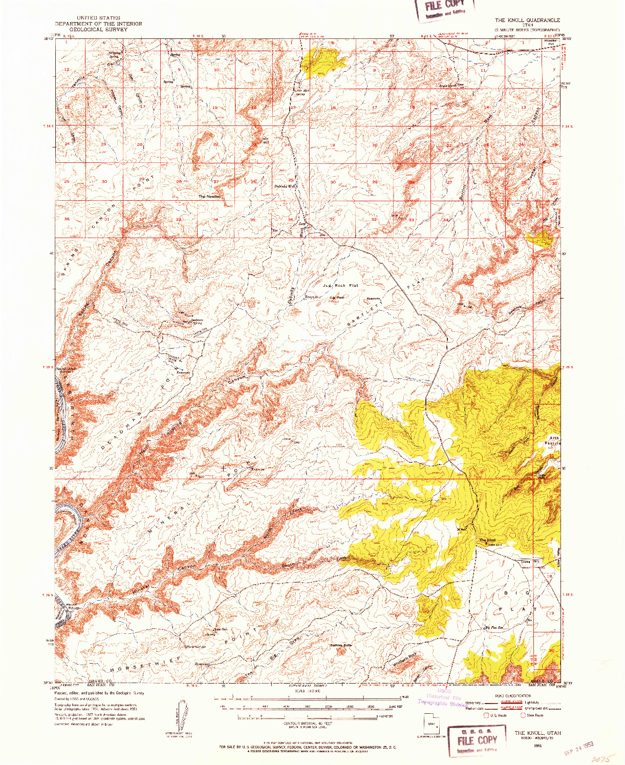 USGS 1:62500-SCALE QUADRANGLE FOR THE KNOLL, UT 1951