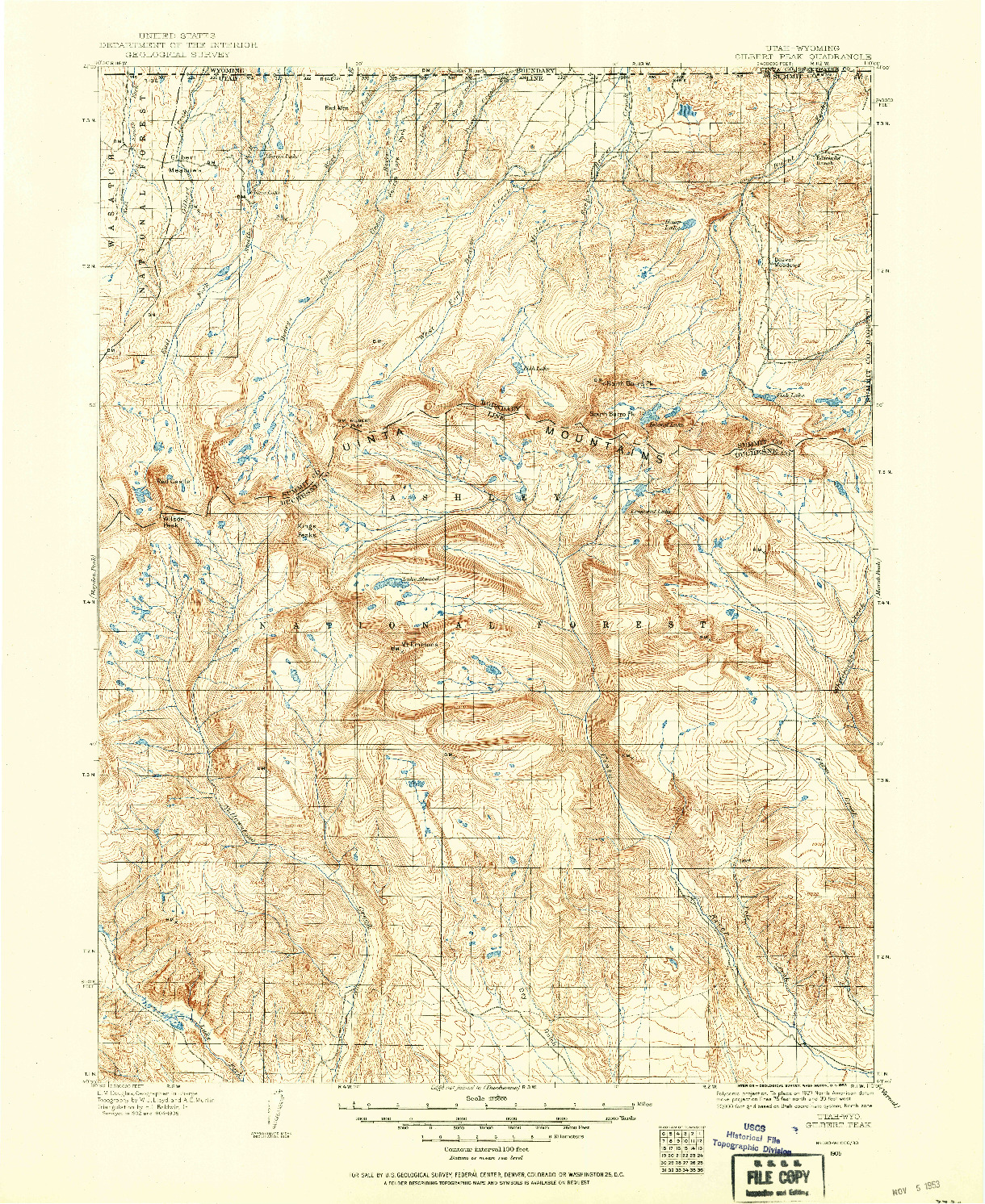 USGS 1:125000-SCALE QUADRANGLE FOR GILBERT PEAK, UT 1905