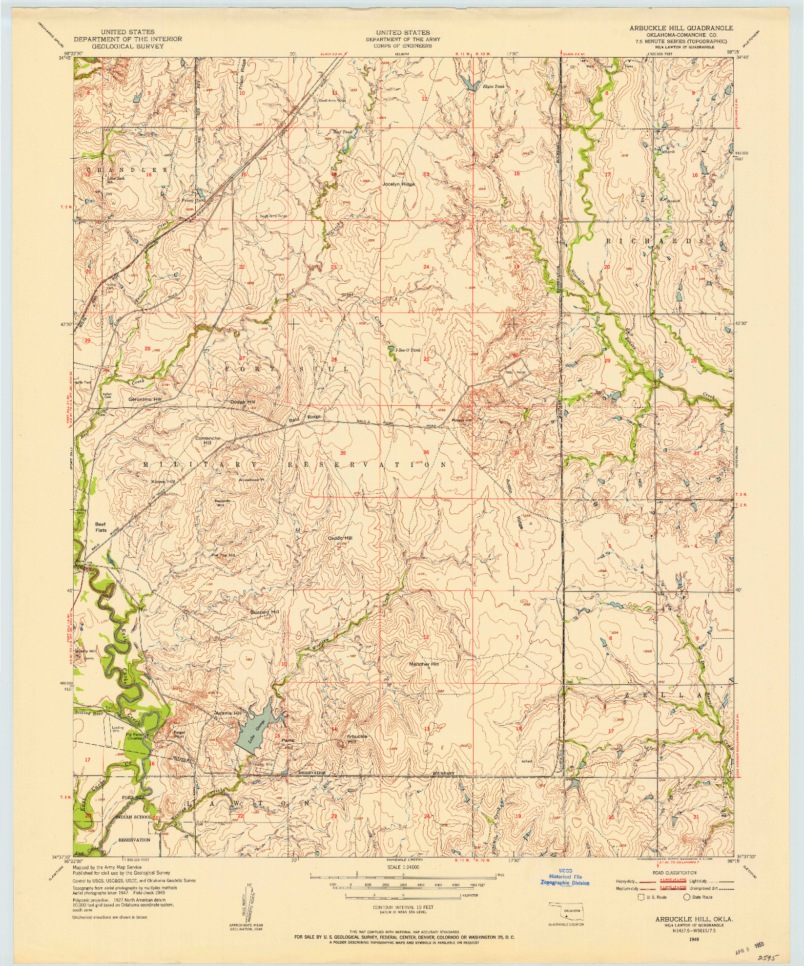 USGS 1:24000-SCALE QUADRANGLE FOR ARBUCKLE HILL, OK 1949