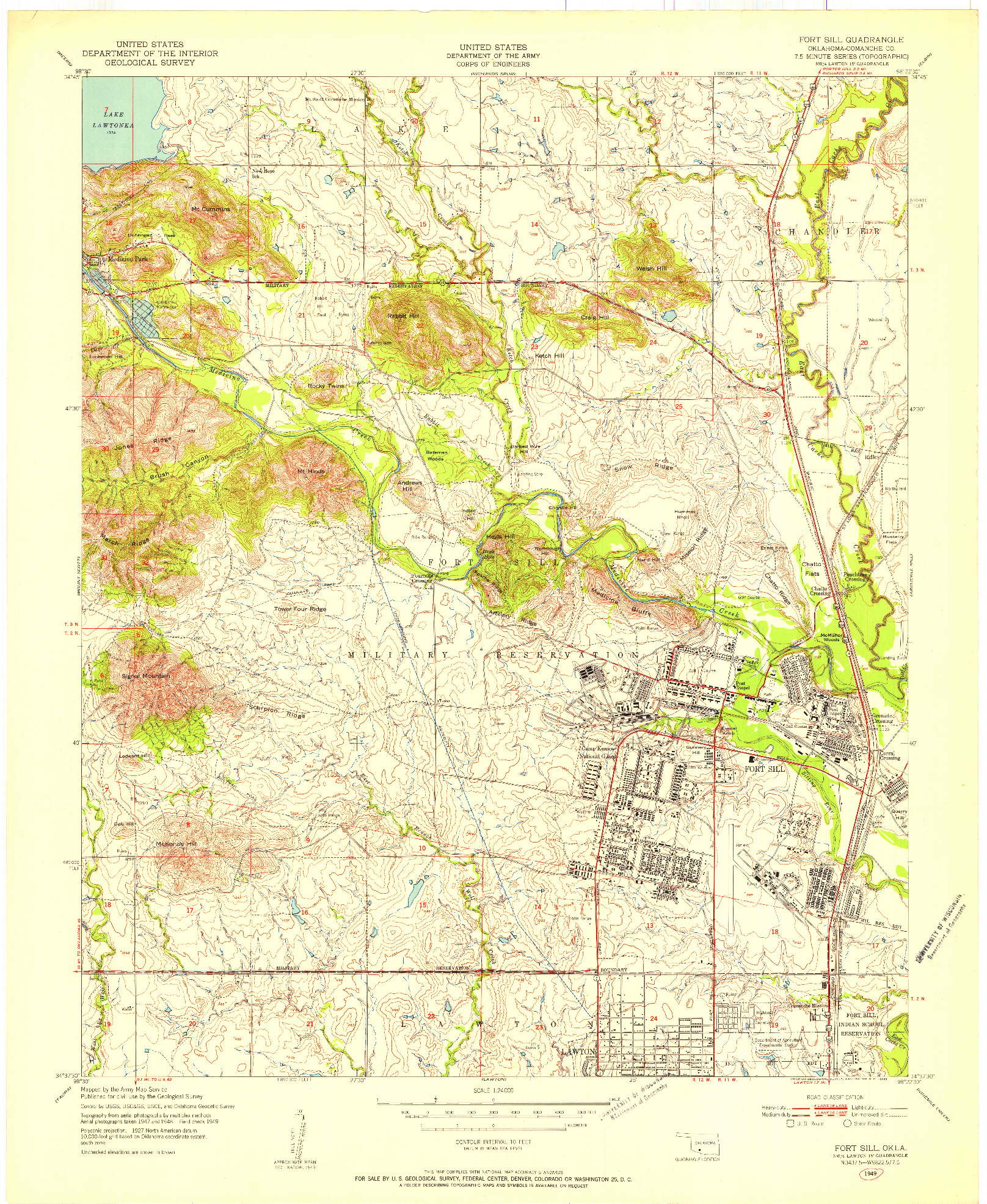 USGS 1:24000-SCALE QUADRANGLE FOR FORT SILL, OK 1949
