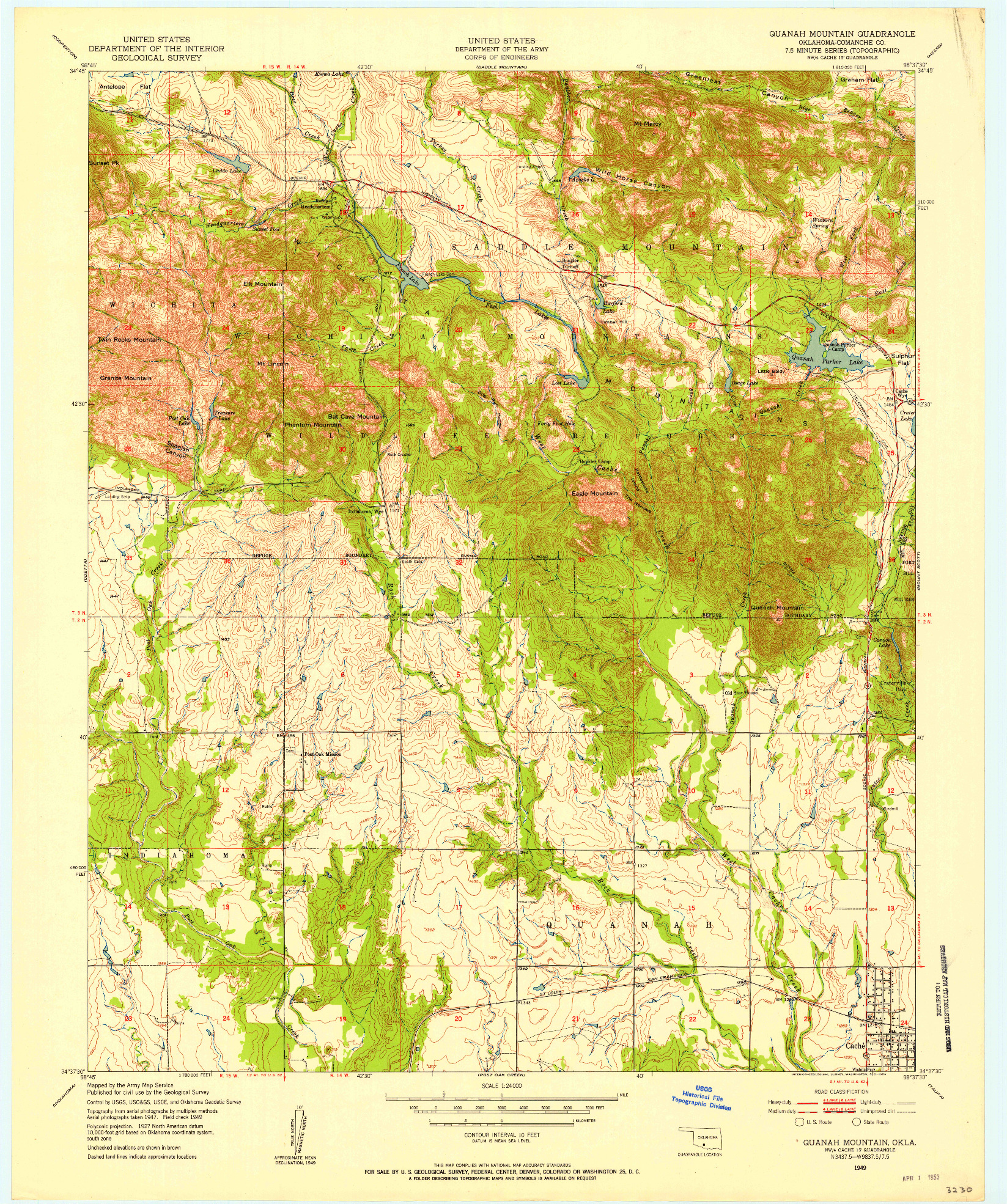 USGS 1:24000-SCALE QUADRANGLE FOR QUANAH MOUNTAIN, OK 1949