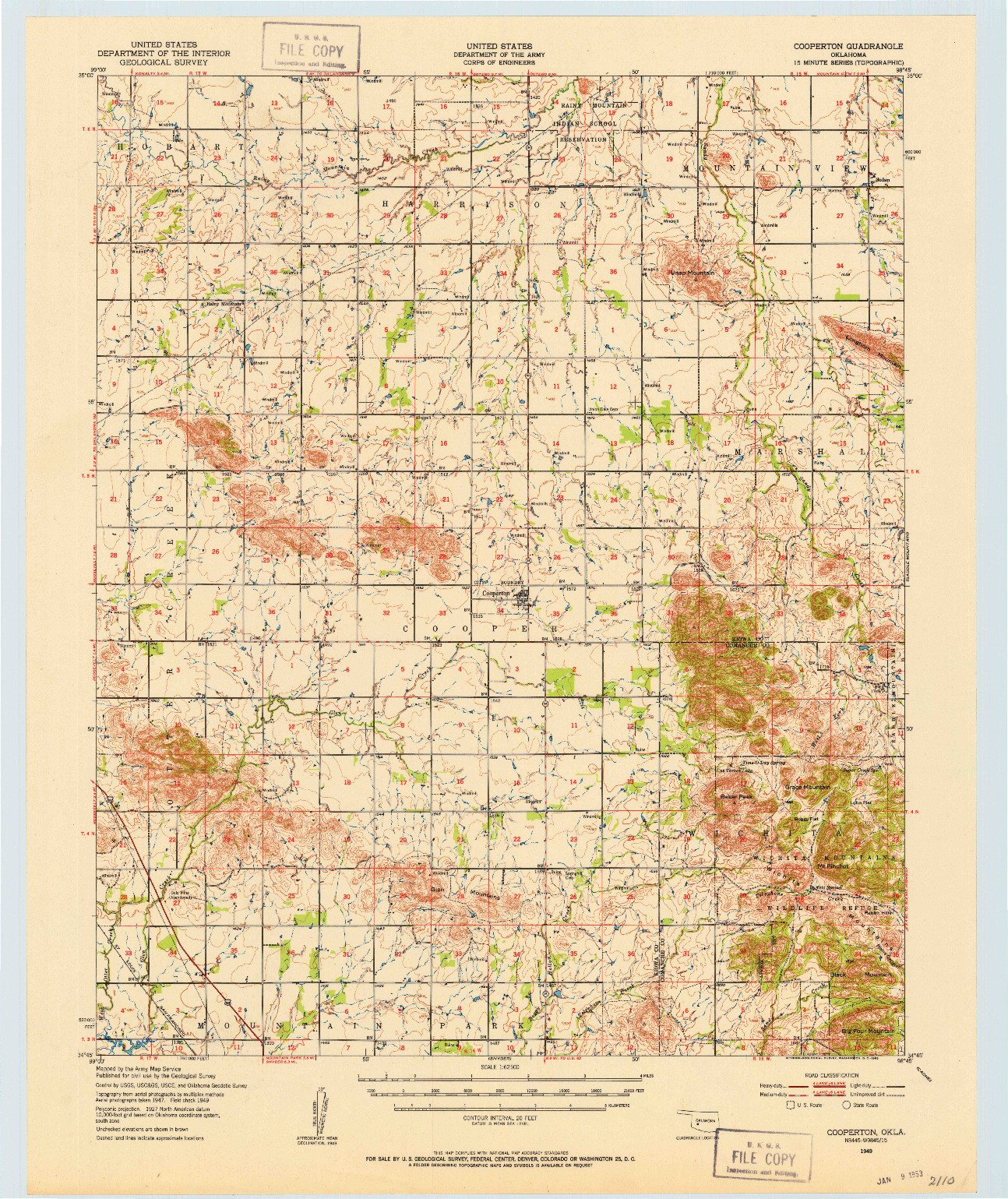 USGS 1:62500-SCALE QUADRANGLE FOR COOPERTON, OK 1949