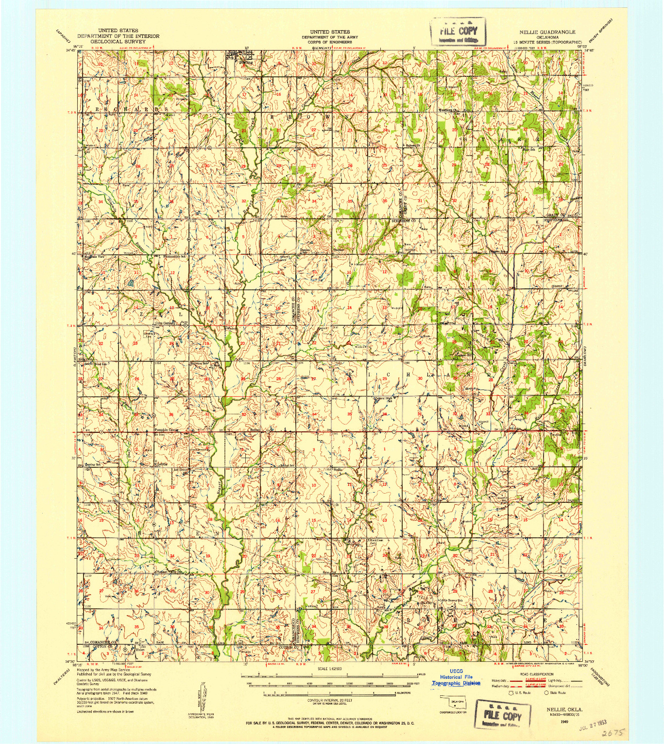 USGS 1:62500-SCALE QUADRANGLE FOR NELLIE, OK 1949