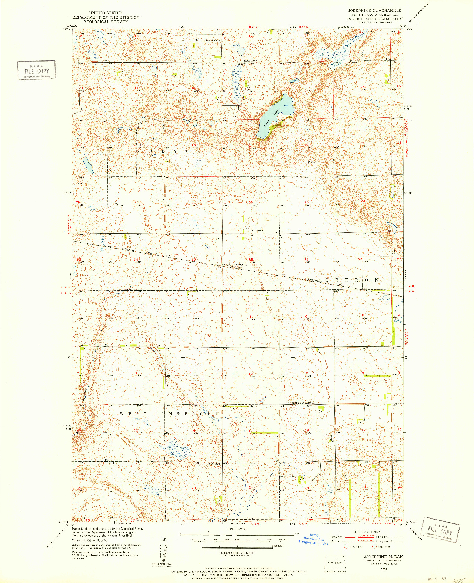 USGS 1:24000-SCALE QUADRANGLE FOR JOSEPHINE, ND 1951