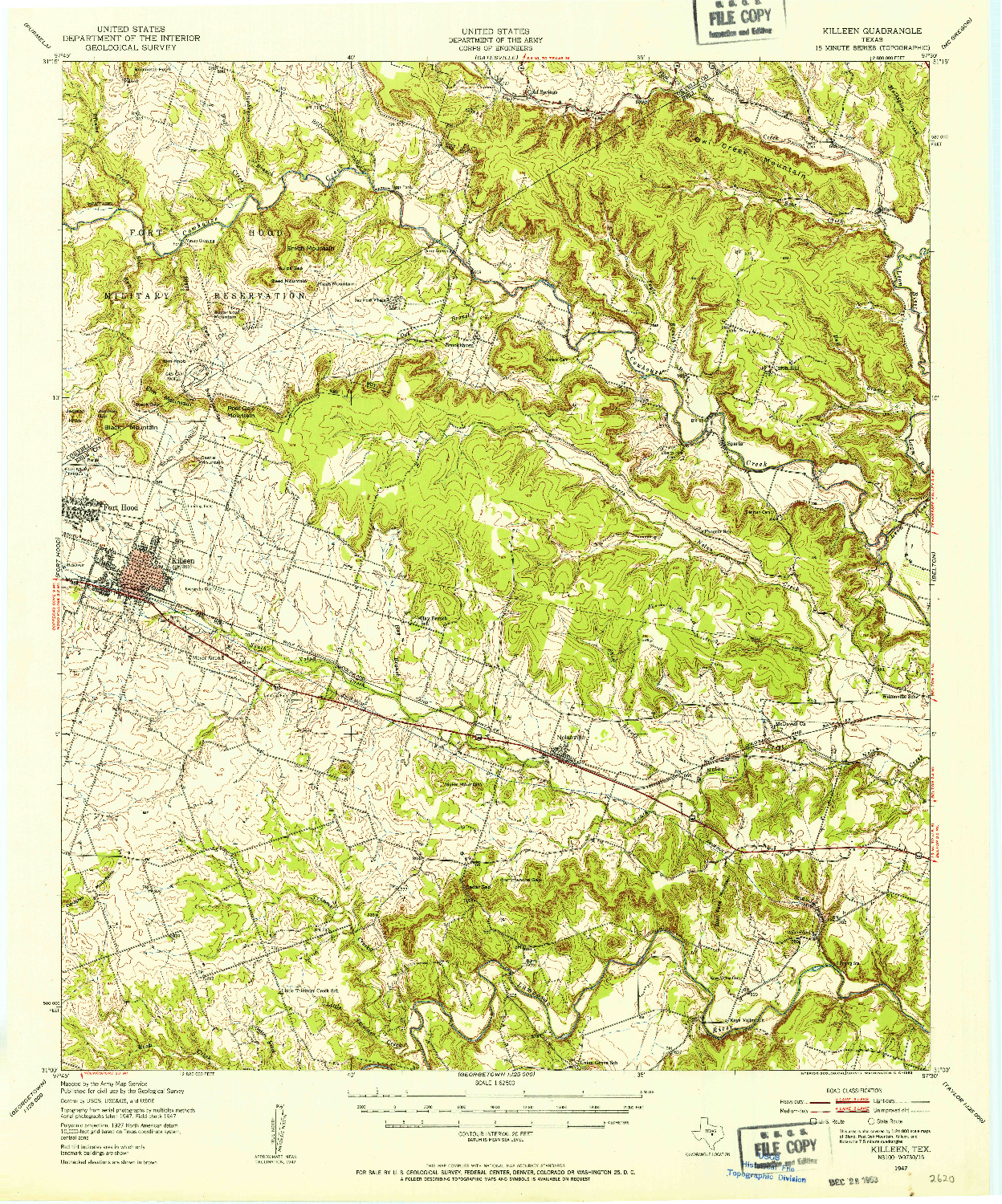 USGS 1:62500-SCALE QUADRANGLE FOR KILLEEN, TX 1947
