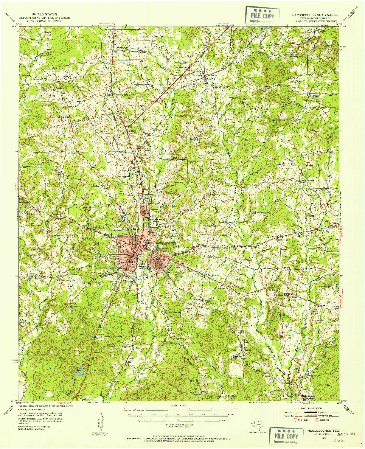 USGS 1:62500-SCALE QUADRANGLE FOR NACOGDOCHES, TX 1952