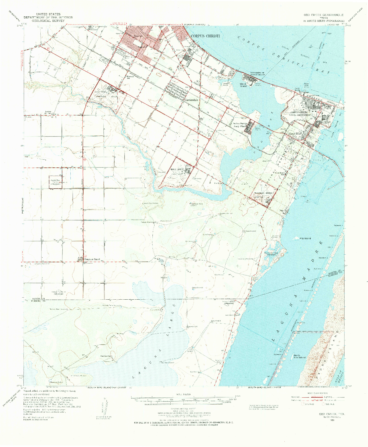 USGS 1:62500-SCALE QUADRANGLE FOR OSO CREEK, TX 1951