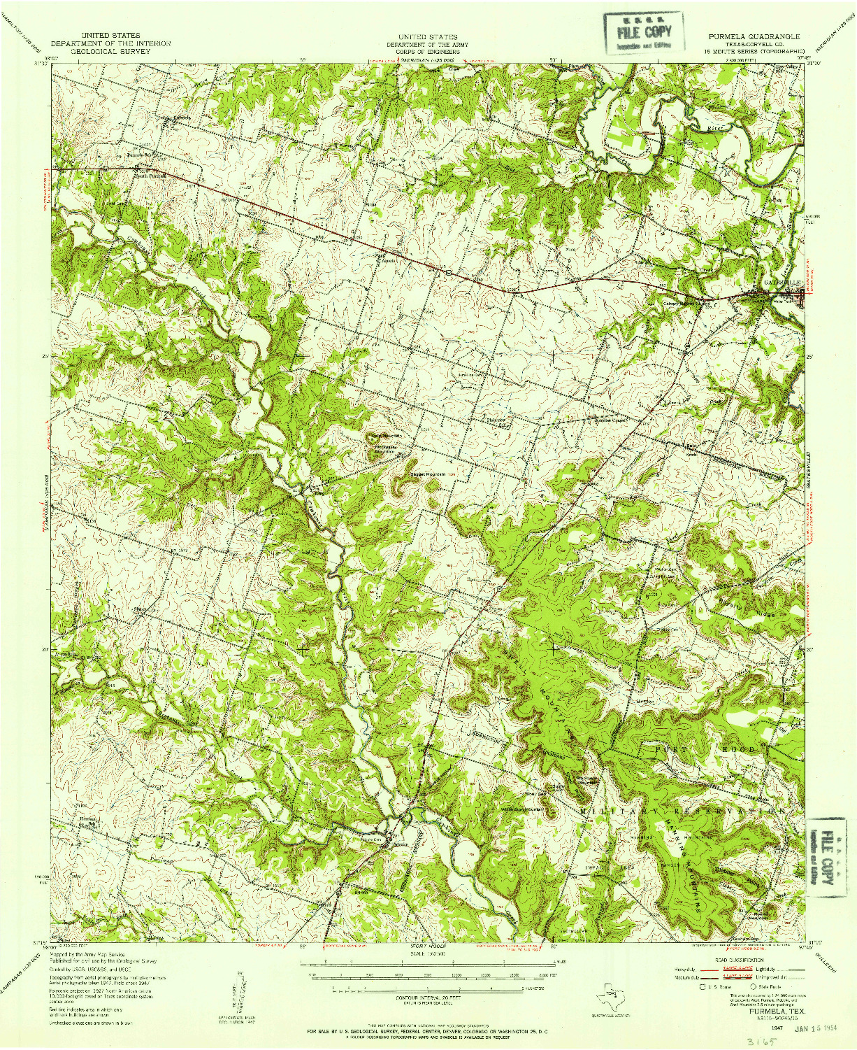 USGS 1:62500-SCALE QUADRANGLE FOR PURMELA, TX 1947