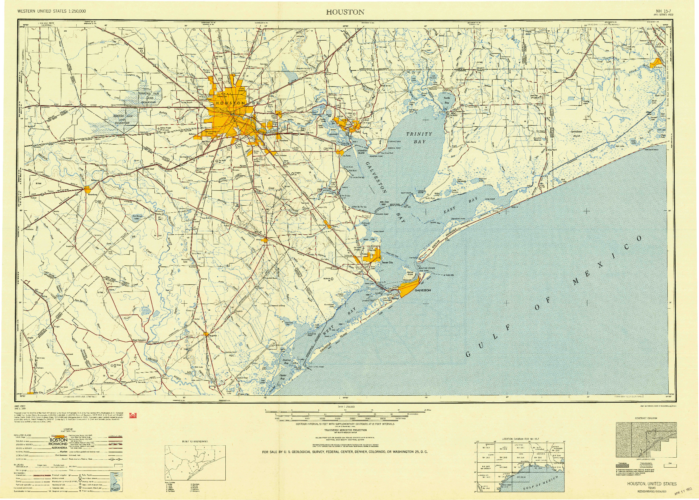USGS 1:250000-SCALE QUADRANGLE FOR HOUSTON, TX 1950