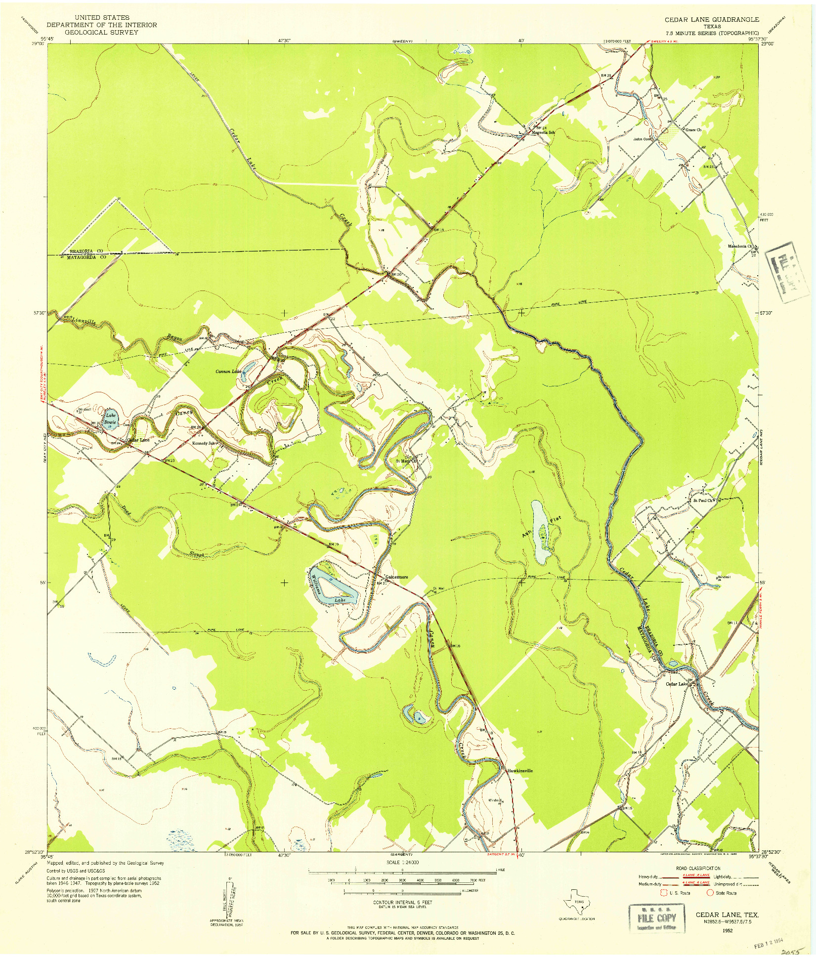 USGS 1:24000-SCALE QUADRANGLE FOR CEDAR LANE, TX 1952