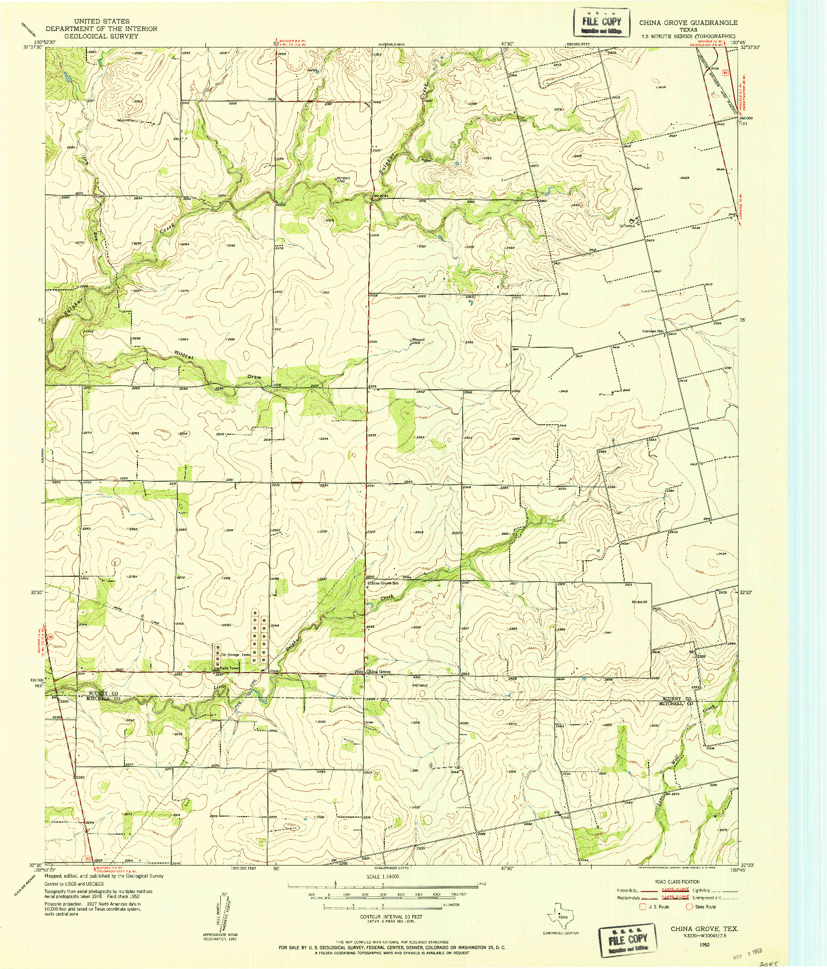 USGS 1:24000-SCALE QUADRANGLE FOR CHINA GROVE, TX 1952
