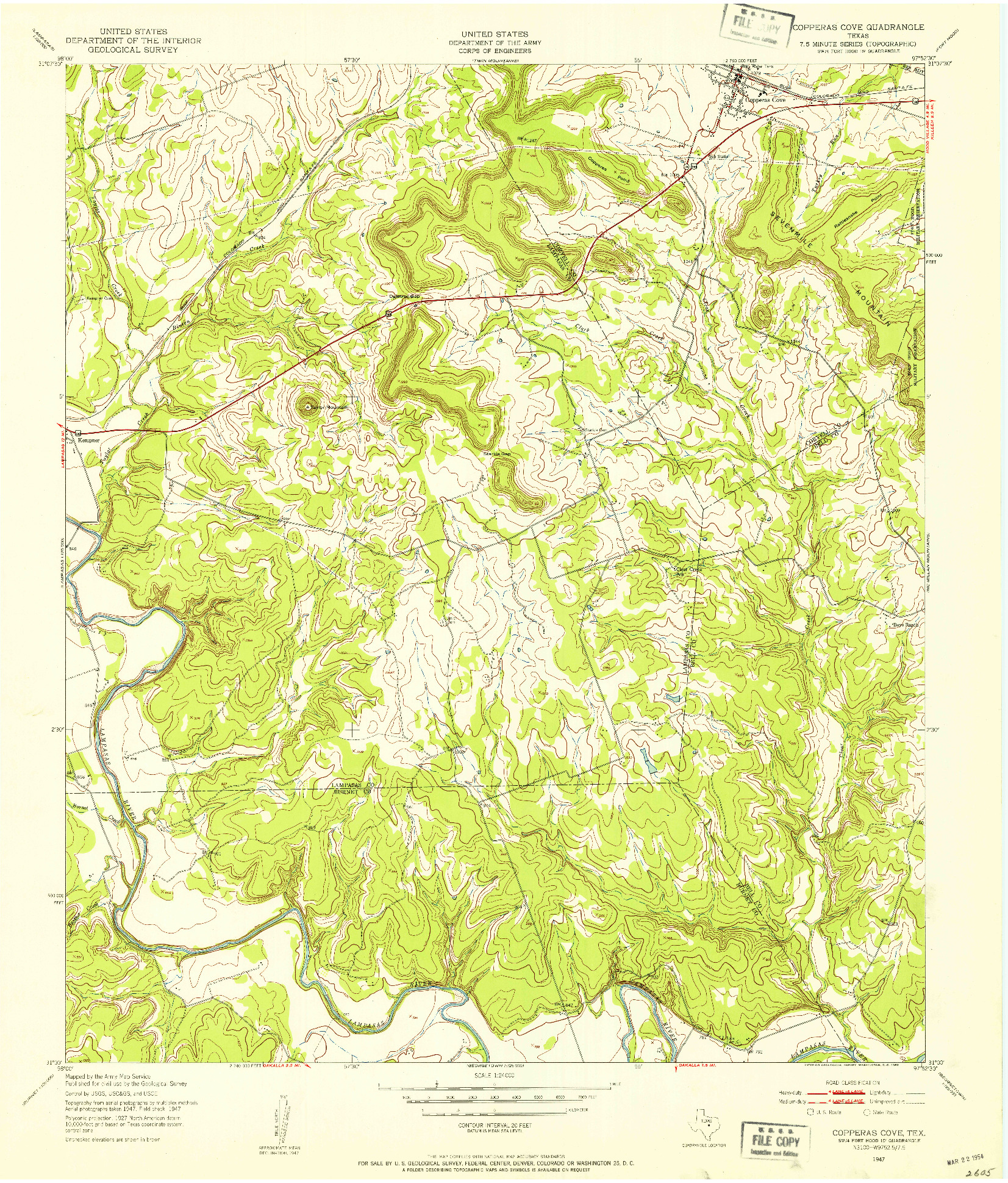USGS 1:24000-SCALE QUADRANGLE FOR COPPERAS COVE, TX 1947