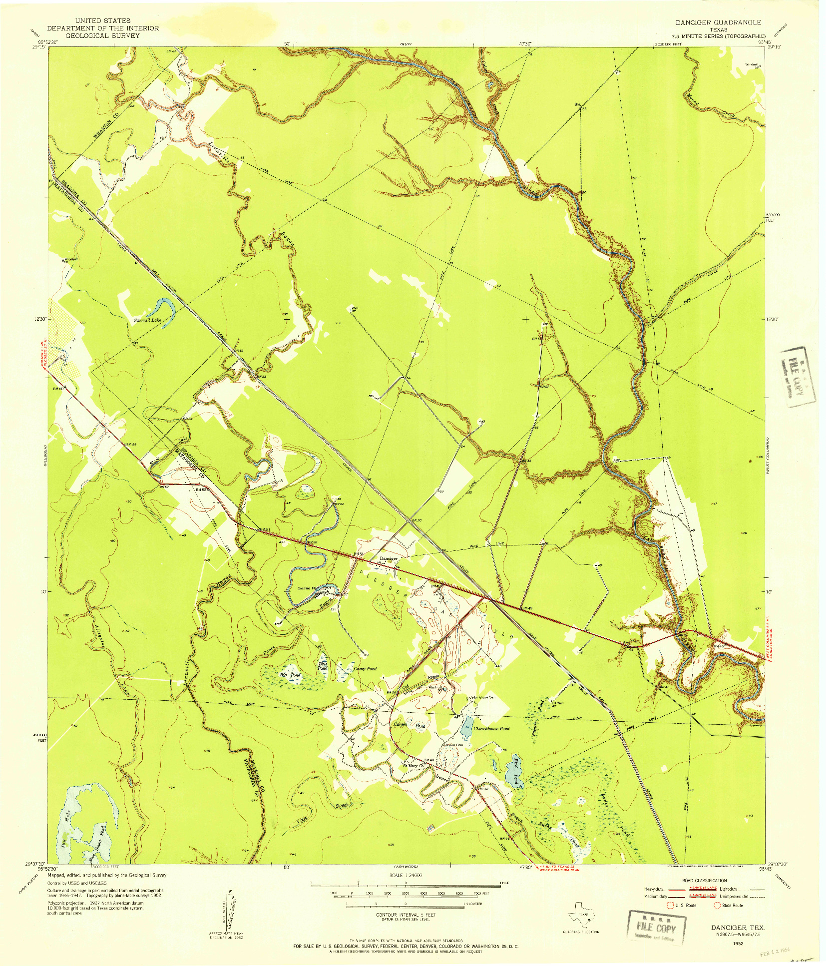 USGS 1:24000-SCALE QUADRANGLE FOR DANCIGER, TX 1952